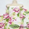 Big Pink Stylized Flowers and Foliage Cotton Jersey Fabric By The Yard