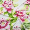 Big Pink Stylized Flowers and Foliage Cotton Jersey Fabric By The Yard
