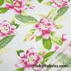 Big Pink Stylized Flowers and Foliage Cotton Jersey Fabric By The Yard