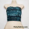Turquoise Green and Black Tribal Lightweight Nylon Spandex Fabric