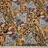 Jaguar Spots and Faces Print 44″ Wide Cotton Woven Fabric at FlukyFabrics.com