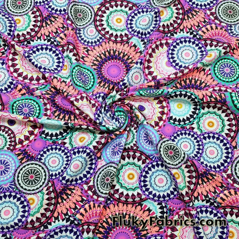 Beautiful Mandalas UV/Blacklight Reactive Swimsuit Nylon Spandex Fabric