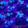 Midnight Hummingbirds, Birds of Paradise, Orchids and Foliage Print UV/Blacklight Reactive Nylon Spandex Fabric
