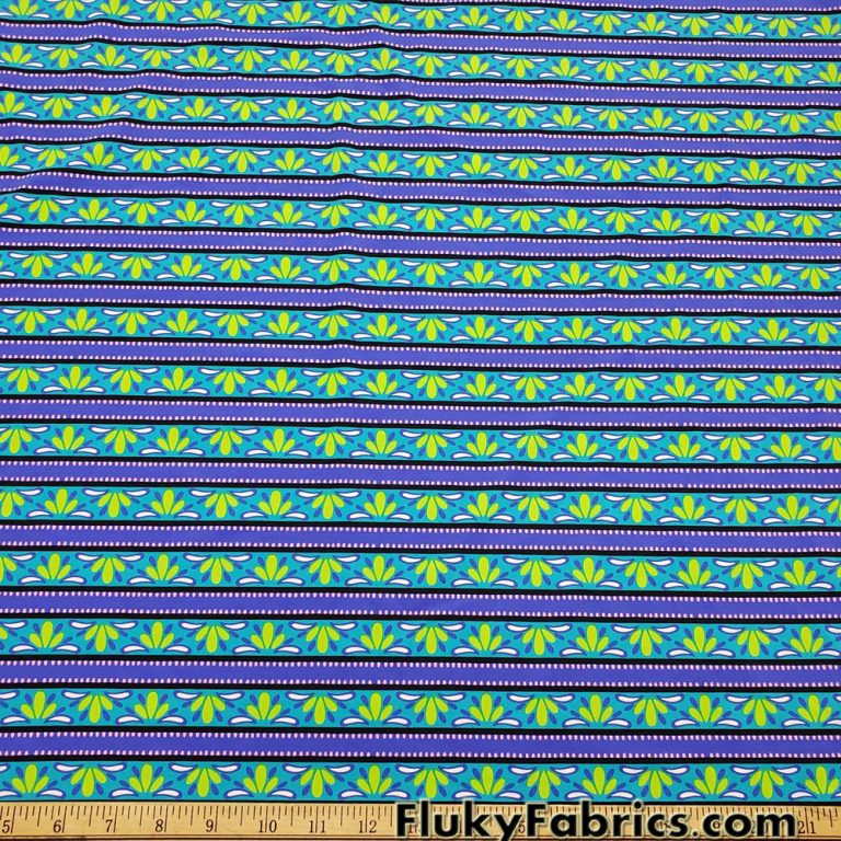 Cute Horizontal Stripes with Flower Petals Swimsuit Nylon Spandex Fabric