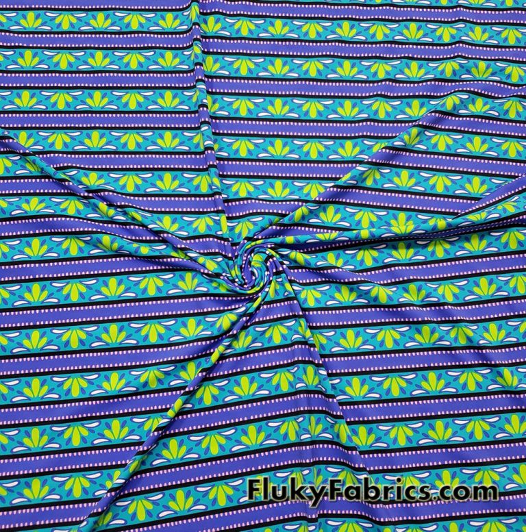 Cute Horizontal Stripes with Flower Petals Swimsuit Nylon Spandex Fabric