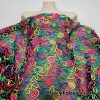 Colorful Neon 3D Clover Doodles on Mesh Poly Spandex Fabric