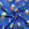 Cute Martians in Outer Space Print Cotton Woven Apparel Fabric