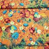 Tropical Cabana Fruits and Plants on Warm Orange Boardshort Fabric