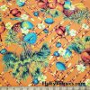 Tropical Cabana Fruits and Plants on Warm Orange Boardshort Fabric