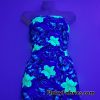 Yellow Orchids and Foliage Print on Purple UV/Blacklight Reactive Swimsuit Nylon Spandex Fabric