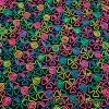 Colorful Neon 3D Clover Doodles on Mesh Poly Spandex Fabric