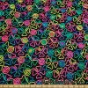 Colorful Neon 3D Clover Doodles on Mesh Poly Spandex Fabric at FlukyFabrics.com