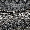 Black Marching Elephants and Ornaments on a Cream Background Cotton Spandex Fabric