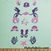 Mermaids, Pearls, Seahorses, Seashells, Corals and Flowers Nylon Spandex Swimwear Fabric at FlukyFabrics.com