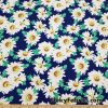 White Daisies on Navy Apparel, Bikinis, Swimwear Nylon Spandex Fabric at FlukyFabrics.com