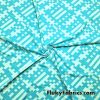 Geometric Aqua Print on White Poly Spandex Swimwear Fabric