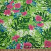 Tropical Flowers and Green Leaves Nylon Spandex Swimsuit Fabric at FlukyFabrics.com