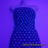 Hexagon Laser Lines on Dark Navy and Black UV/Blacklight Reactive Swimsuit Nylon Spandex Fabric
