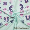 Mermaids, Pearls, Seahorses, Seashells, Corals and Flowers Nylon Spandex Swimwear Fabric