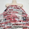 Activist March Poster Red and Black Text on White Cotton Jersey Fabric