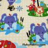 Minky Fabric with Cute Baby Animals on a Yellow Pattern Background