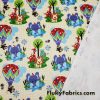 Minky Fabric with Cute Baby Animals on a Yellow Pattern Background