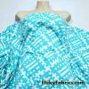 Geometric Aqua Print on White Poly Spandex Swimwear Fabric