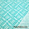 Geometric Aqua Print on White Poly Spandex Swimwear Fabric