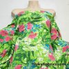 Tropical Flowers and Green Leaves Nylon Spandex Swimsuit Fabric