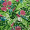 Tropical Flowers and Green Leaves Nylon Spandex Swimsuit Fabric