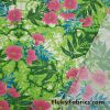 Tropical Flowers and Green Leaves Nylon Spandex Swimsuit Fabric