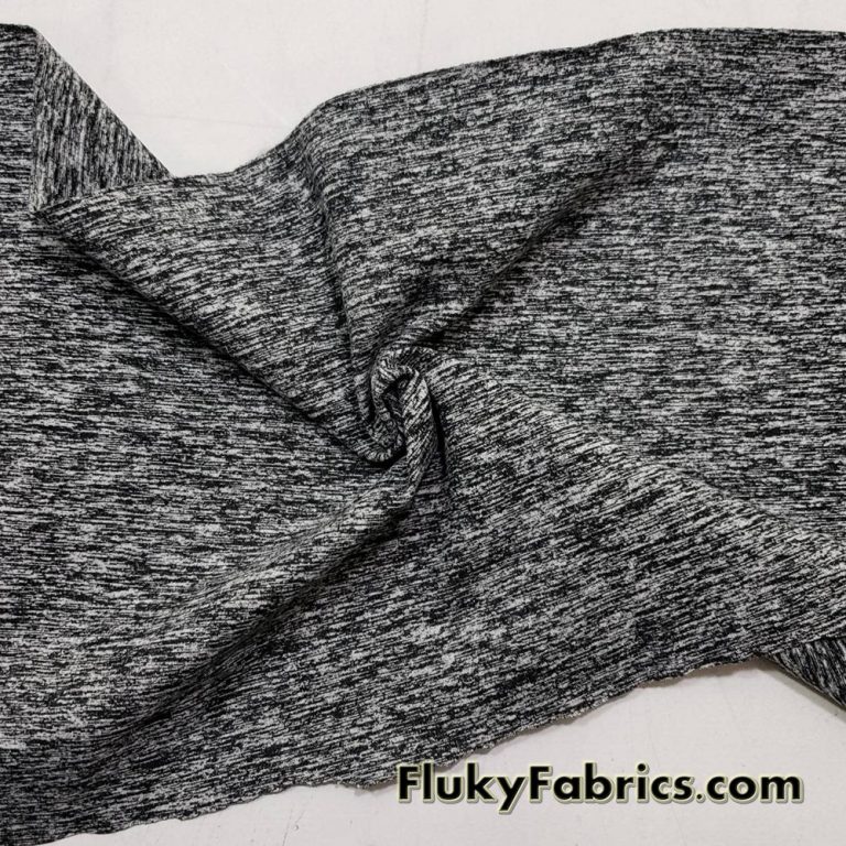 Gray and Black Space Dye Marl Poly Spandex High Performance Athletic/Active wear Fabric