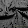 Dark Heather Gray with Mini Black Stars Print Poly Cotton Brushed Rib Fabric