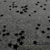 Dark Heather Gray with Mini Black Stars Print Poly Cotton Brushed Rib Fabric