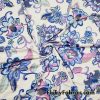 Flowers and Vines Print on White Lightweight Nylon Spandex Swimwear Fabric