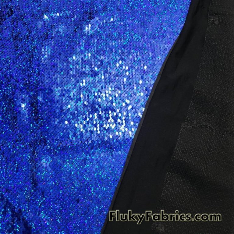 Red/Royal Hologram Flip Up Sequins on Spandex Fabric 54″ Wide