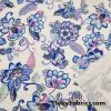 Flowers and Vines Print on White Lightweight Nylon Spandex Swimwear Fabric