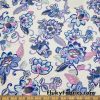 Flowers and Vines Print on White Lightweight Nylon Spandex Swimwear Fabric at FlukyFabrics.com