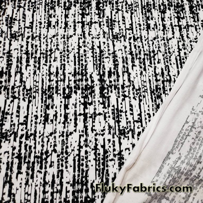 Abstract Black and White Print Lightweight Cotton Spandex Fabric