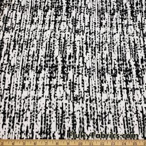 Abstract Black and White Print Lightweight Cotton Spandex Fabric at FlukyFabrics.com