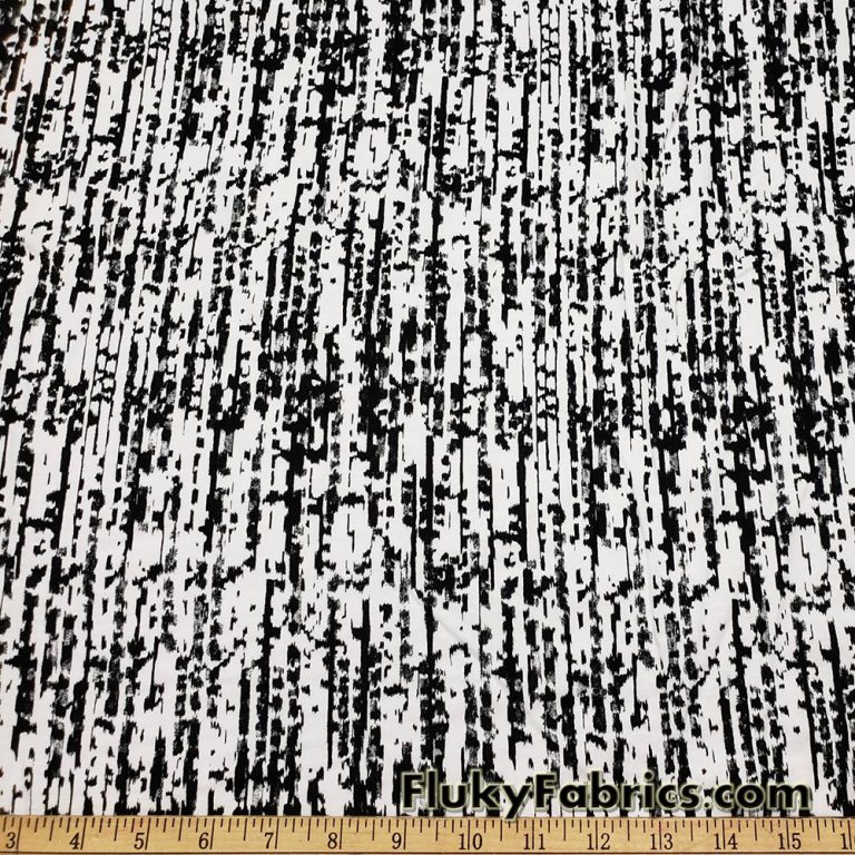 Abstract Black and White Print Lightweight Cotton Spandex Fabric