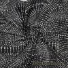 Abstract White Swarming Pebbles on Black Nylon Spandex Swimsuit Fabric