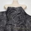 Abstract White Swarming Pebbles on Black Nylon Spandex Swimsuit Fabric