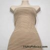Greenish Brown and White Mini Stripes with Gold Lurex Accents Rayon Spandex Jersey Fabric