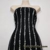 Gray Skeleton Bones Print on Black Cotton Spandex Fabric