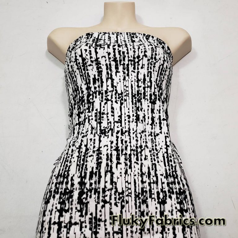 Abstract Black and White Print Lightweight Cotton Spandex Fabric