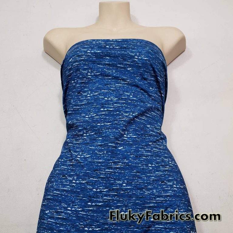 Stretch Abstract Blue Noise Print Swimsuit, Swimwear, Bikini Nylon Spandex Fabric