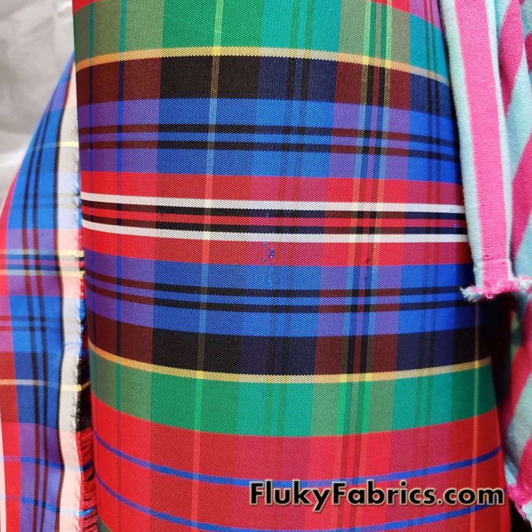 Slightly Flawed Acetate Yarn Dyed Plaid Taffeta Fabric by the Yard