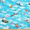 Cool Surfer Snoopy and Woodstock Cotton Woven Print Fabric at FlukyFabrics.com