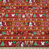 Gingerbread, Cookies, Candy Christmas Treats and Everyones Favorite Mouse on Red Print Cotton Jersey at FlukyFabrics.com